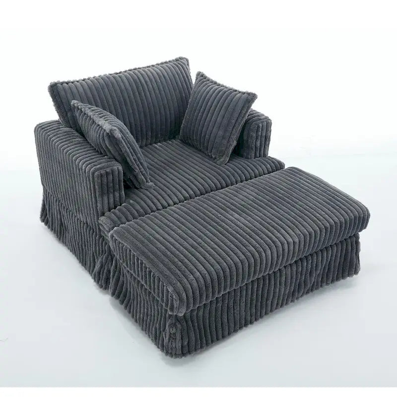 Chaise longue surdimensionnée moderne gris foncé de 47,8 po en tissu d'ameublement