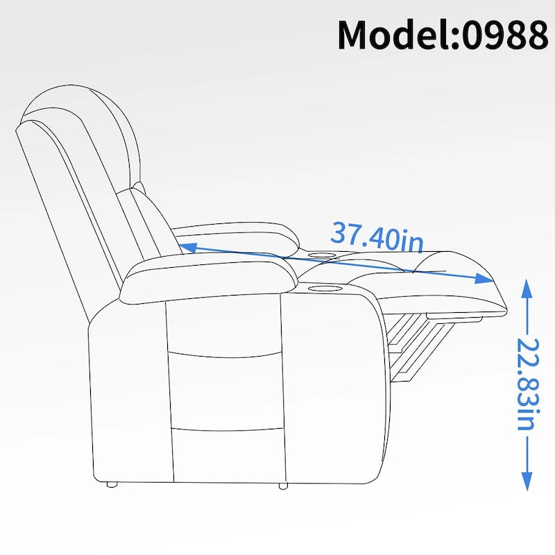 Fauteuil inclinable électrique noir avec fonction de massage par vibration, adapté aux personnes âgées