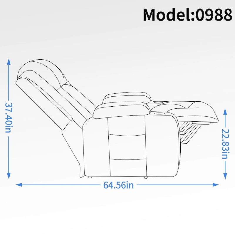 Fauteuil inclinable électrique noir avec fonction de massage par vibration, adapté aux personnes âgées