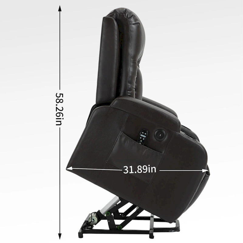 Fauteuil inclinable électrique noir avec fonction de massage par vibration, adapté aux personnes âgées