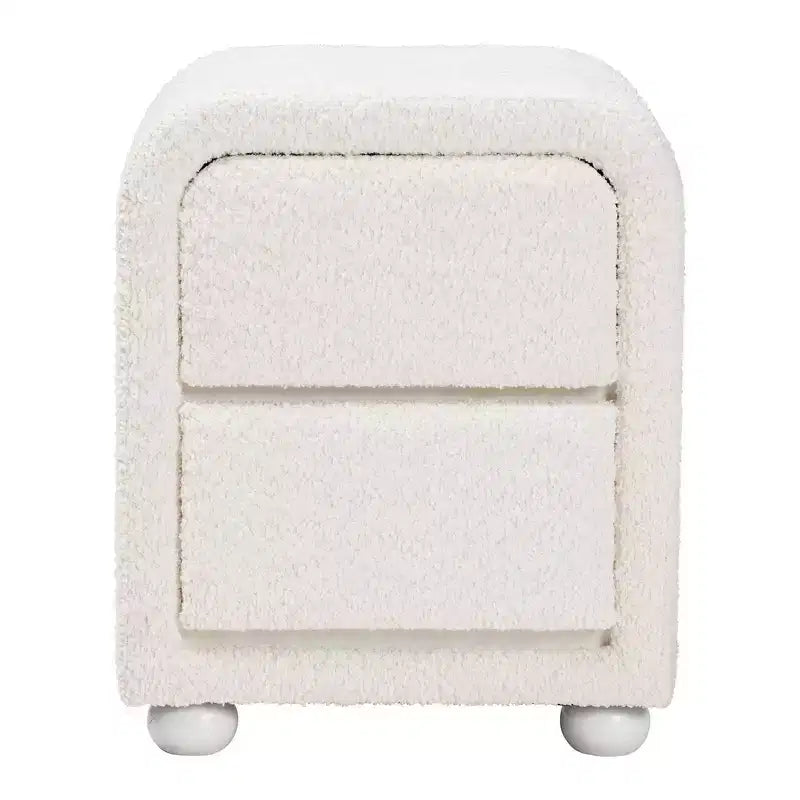 Table de chevet 2 tiroirs en hévéa blanc