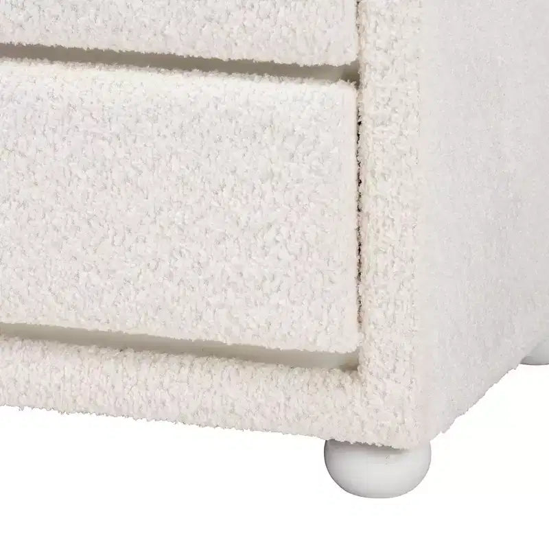 Table de chevet 2 tiroirs en hévéa blanc