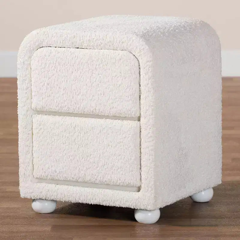 Table de chevet 2 tiroirs en hévéa blanc
