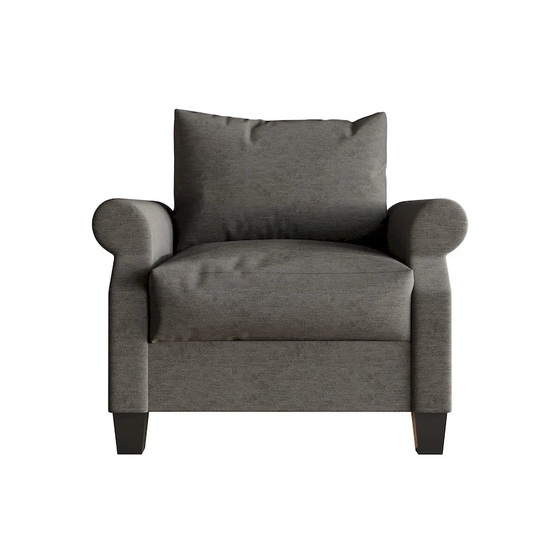 Fauteuil capitonné en lin classique