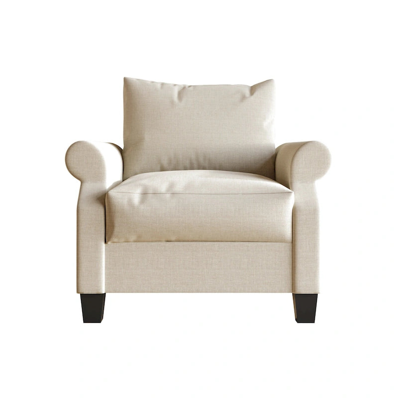 Fauteuil capitonné en lin classique