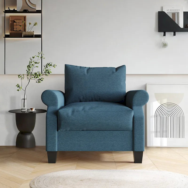 Fauteuil capitonné en lin classique