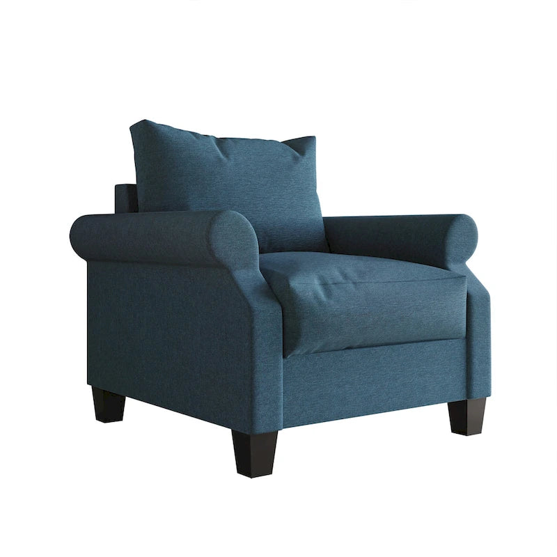 Fauteuil capitonné en lin classique
