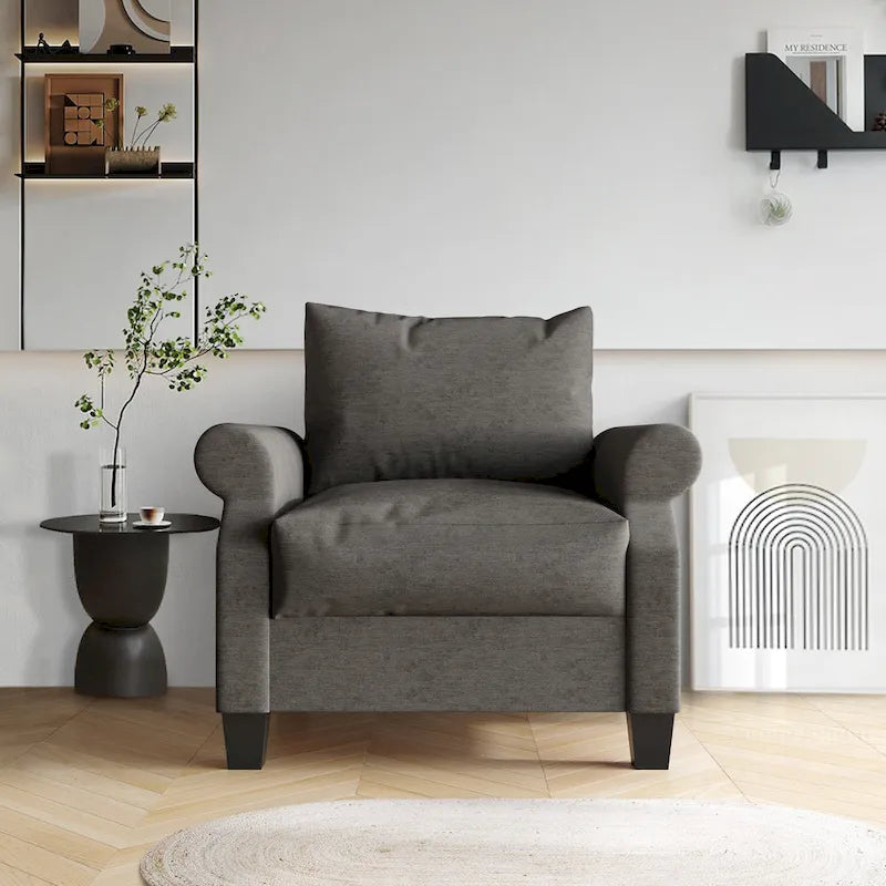 Fauteuil capitonné en lin classique
