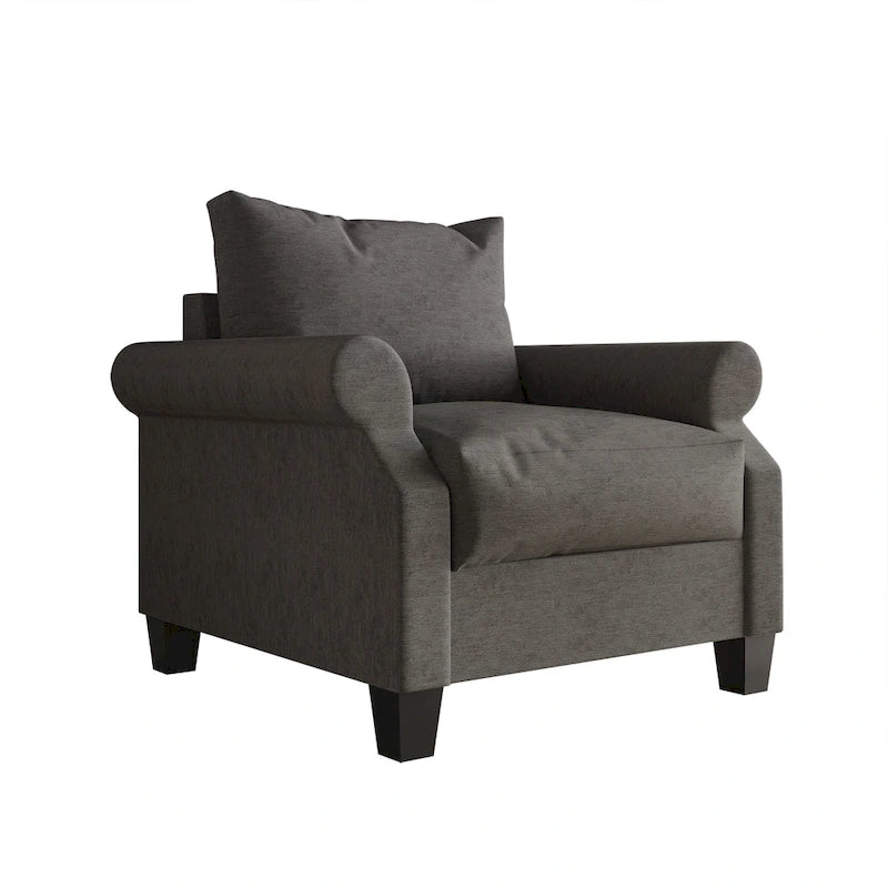Fauteuil capitonné en lin classique