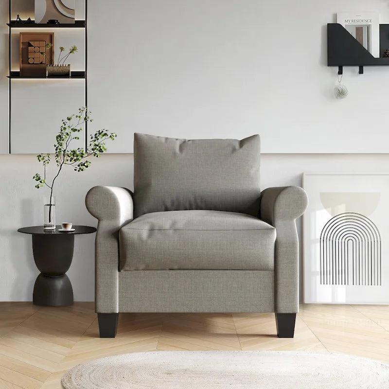 Fauteuil capitonné en lin classique