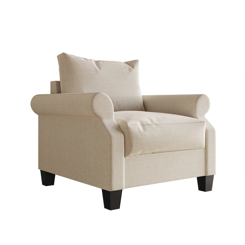 Fauteuil capitonné en lin classique