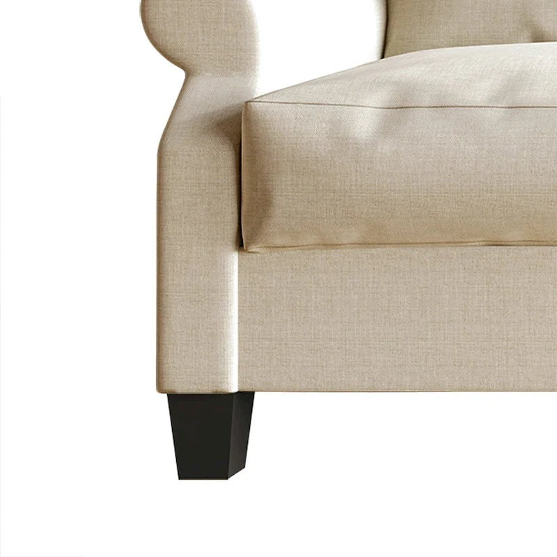 Fauteuil capitonné en lin classique