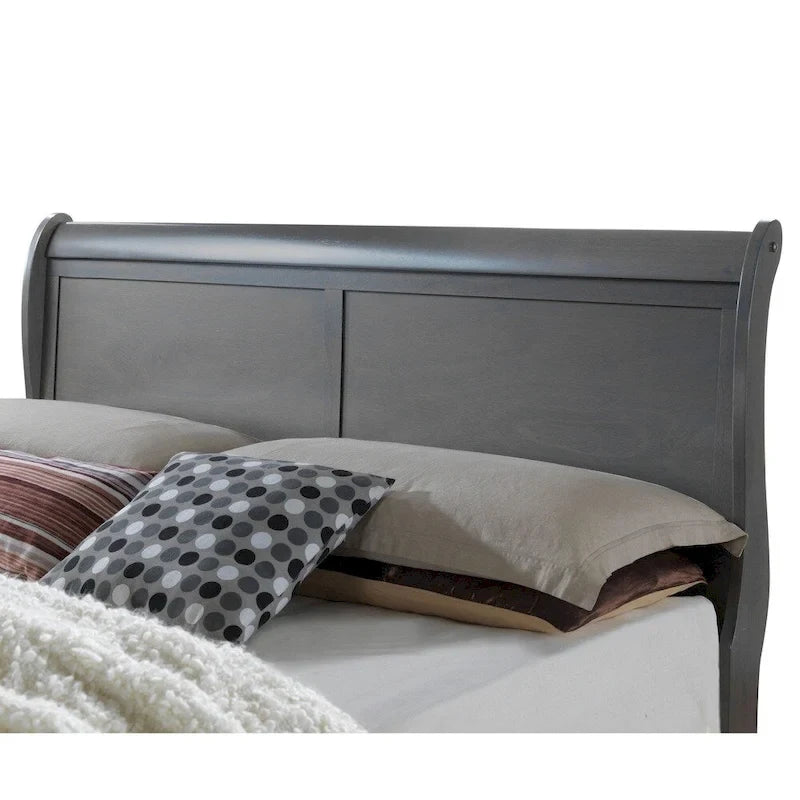 Lit contemporain en bois massif gris