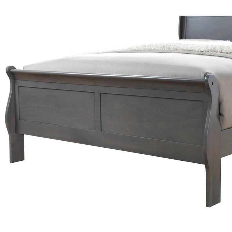 Lit contemporain en bois massif gris