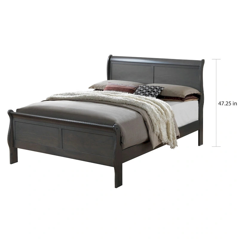 Lit contemporain en bois massif gris