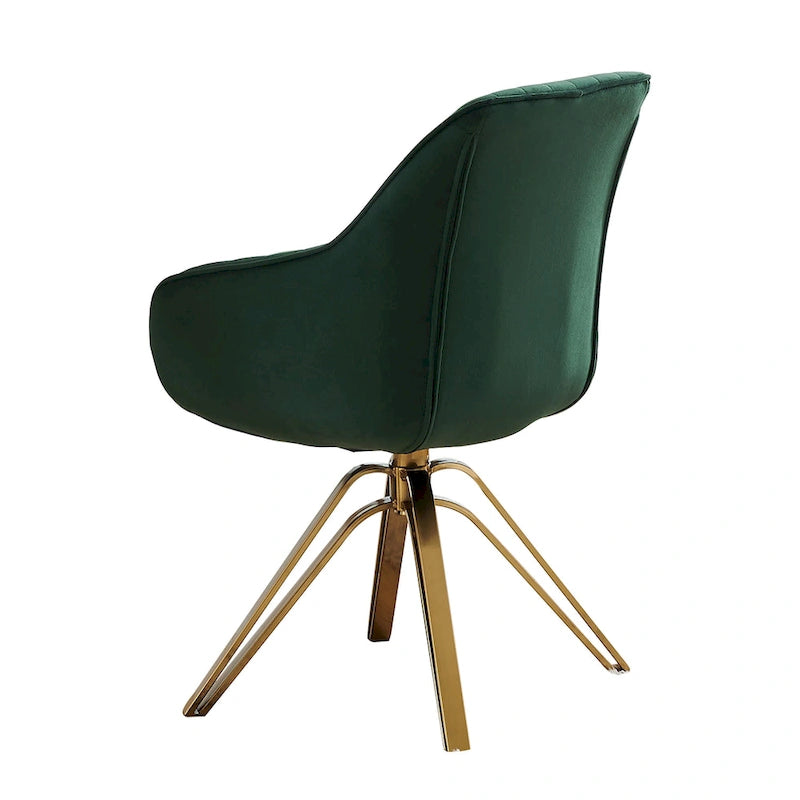 Fauteuil pivotant en velours vert et doré