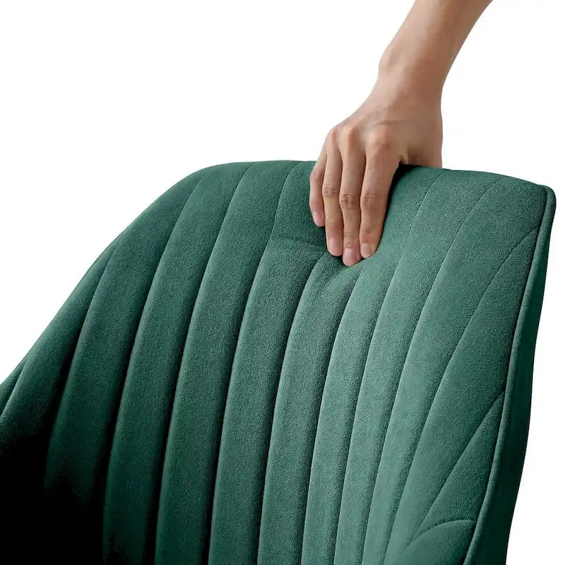 Fauteuil pivotant en velours vert et doré