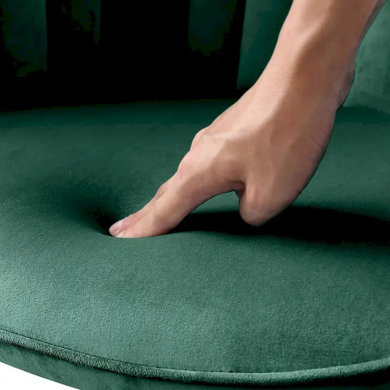 Fauteuil pivotant en velours vert et doré