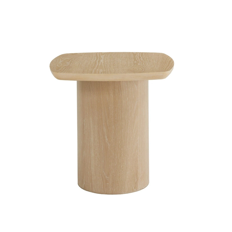 Table d'appoint contemporaine en chêne avec piètement colonne robuste