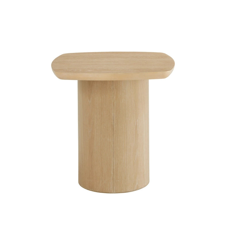 Table d'appoint contemporaine en chêne avec piètement colonne robuste