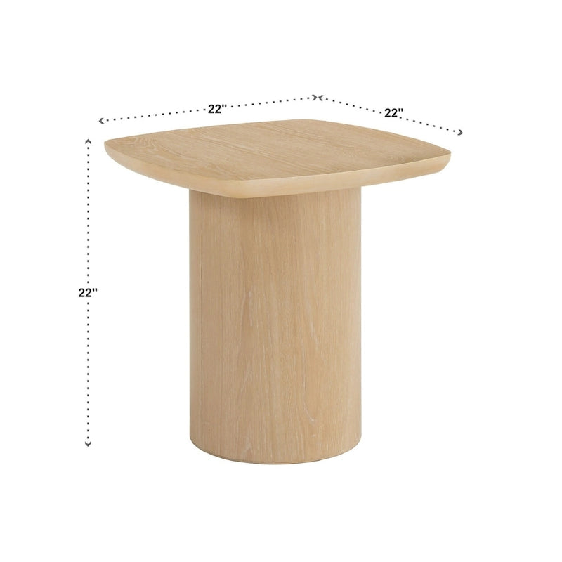 Table d'appoint contemporaine en chêne avec piètement colonne robuste