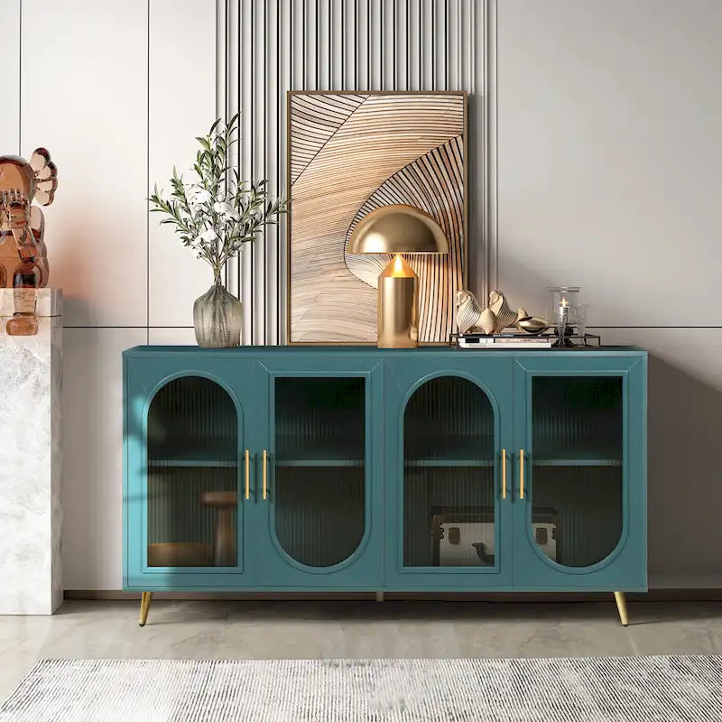 Meuble TV en bois avec armoire de rangement et étagères réglables
