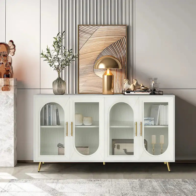 Meuble TV en bois avec armoire de rangement et étagères réglables