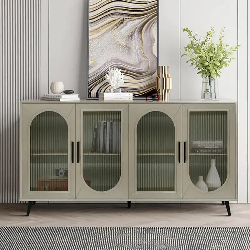 Meuble TV en bois avec armoire de rangement et étagères réglables