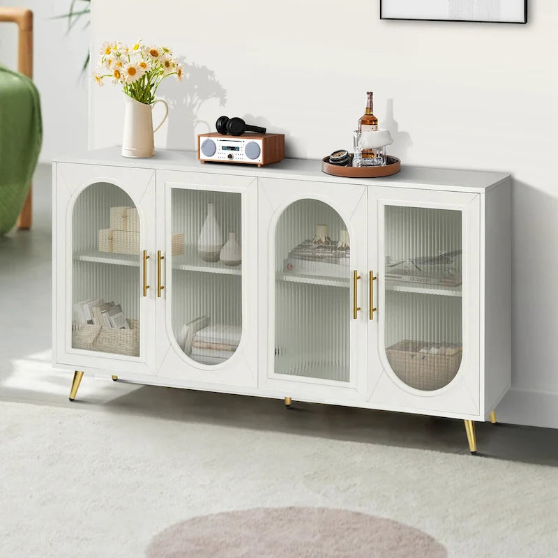 Meuble TV en bois avec armoire de rangement et étagères réglables