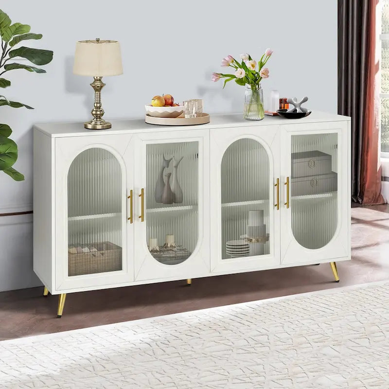 Meuble TV en bois avec armoire de rangement et étagères réglables