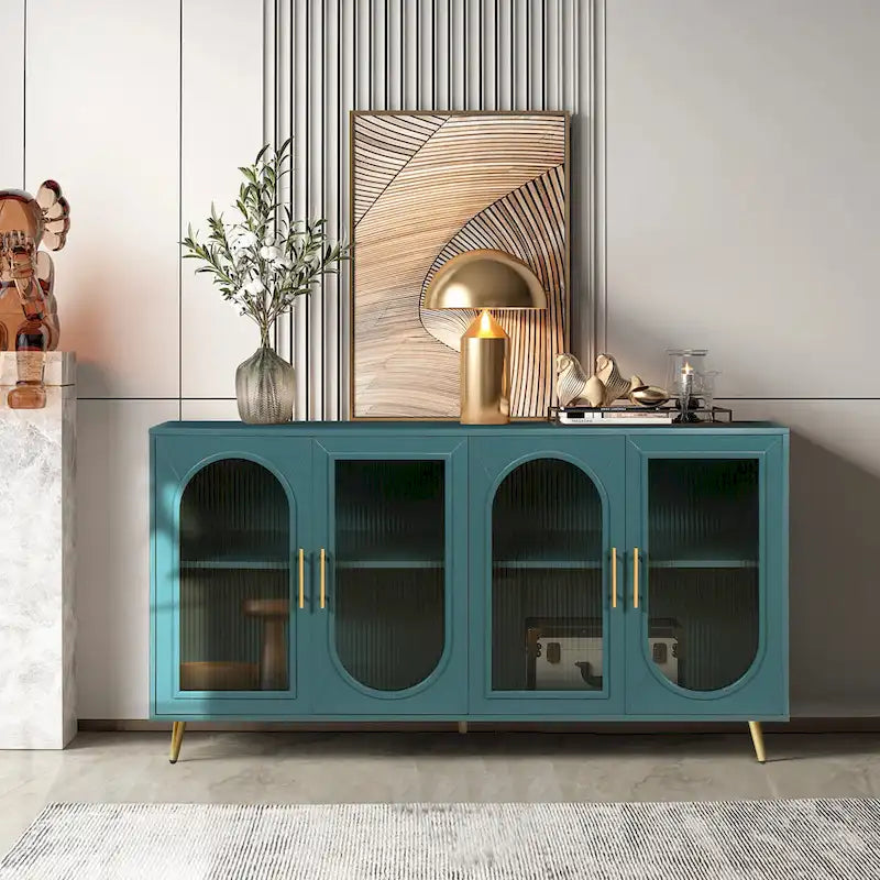Meuble TV en bois avec armoire de rangement et étagères réglables