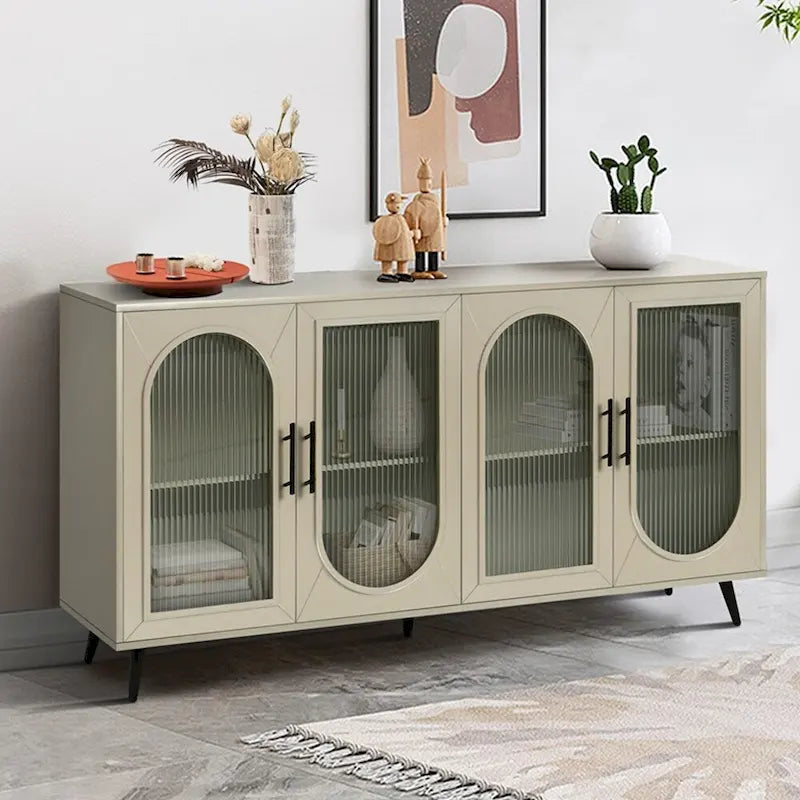 Meuble TV en bois avec armoire de rangement et étagères réglables