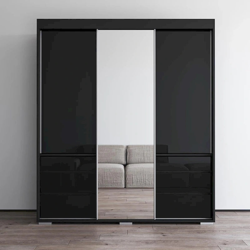 Armoire moderne de 180 cm à 3 portes avec miroir