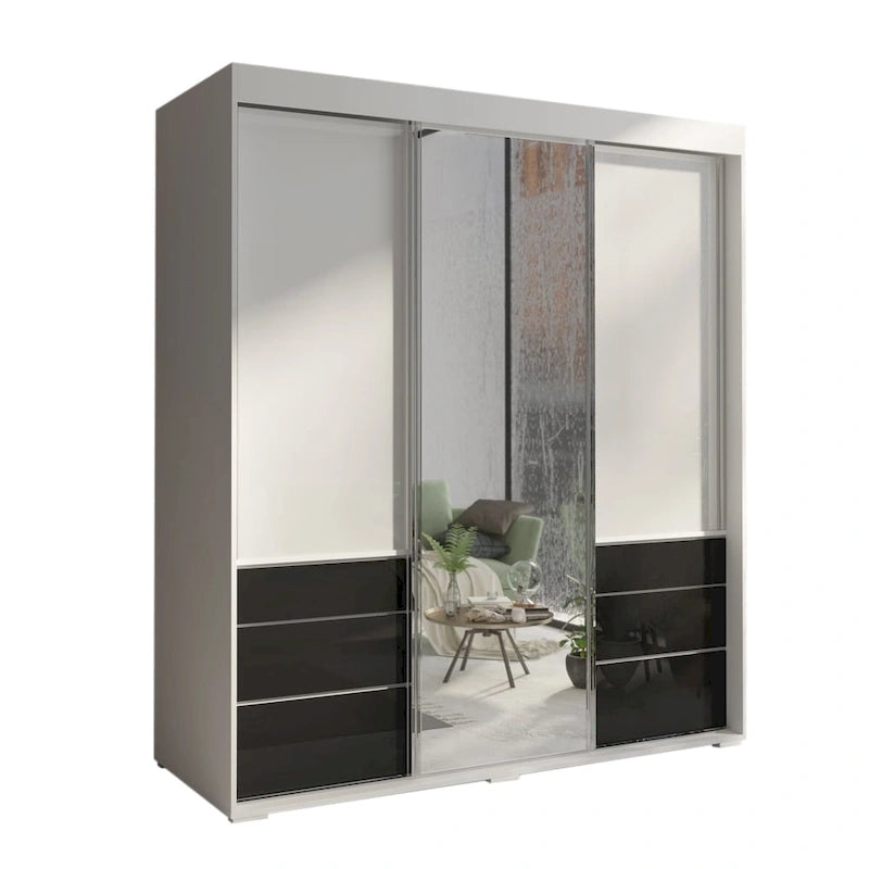 Armoire moderne de 180 cm à 3 portes avec miroir