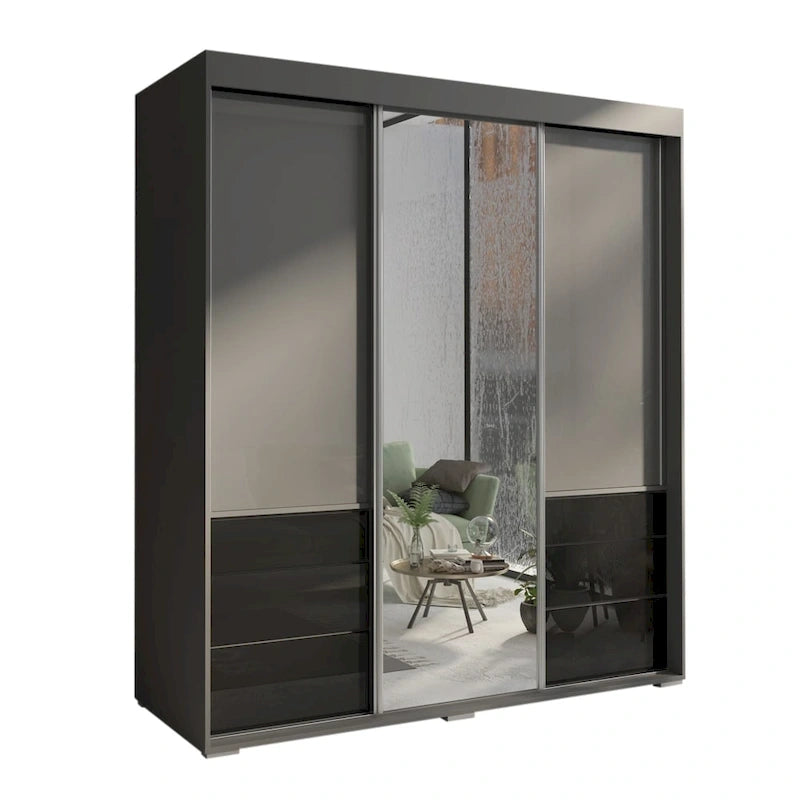 Armoire moderne de 180 cm à 3 portes avec miroir