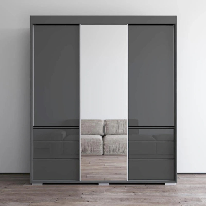 Armoire moderne de 180 cm à 3 portes avec miroir
