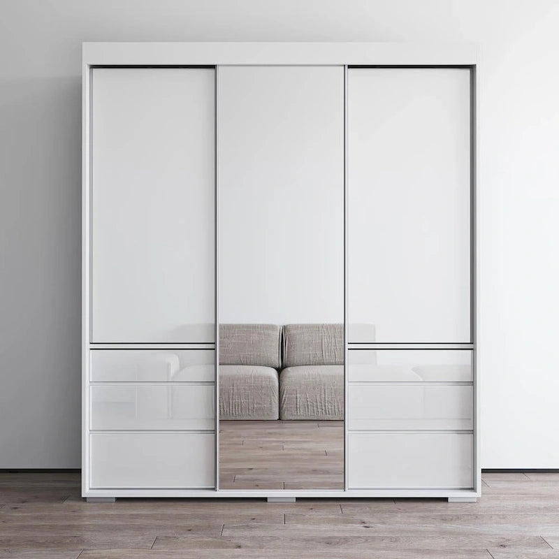 Armoire moderne de 180 cm à 3 portes avec miroir