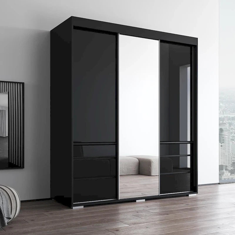 Armoire moderne de 180 cm à 3 portes avec miroir