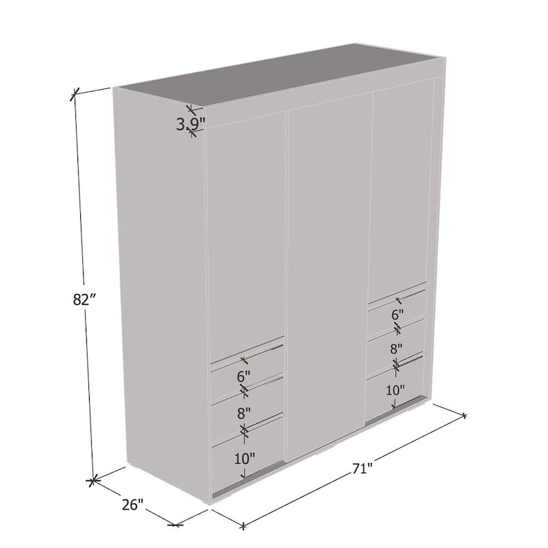 Armoire moderne de 180 cm à 3 portes avec miroir