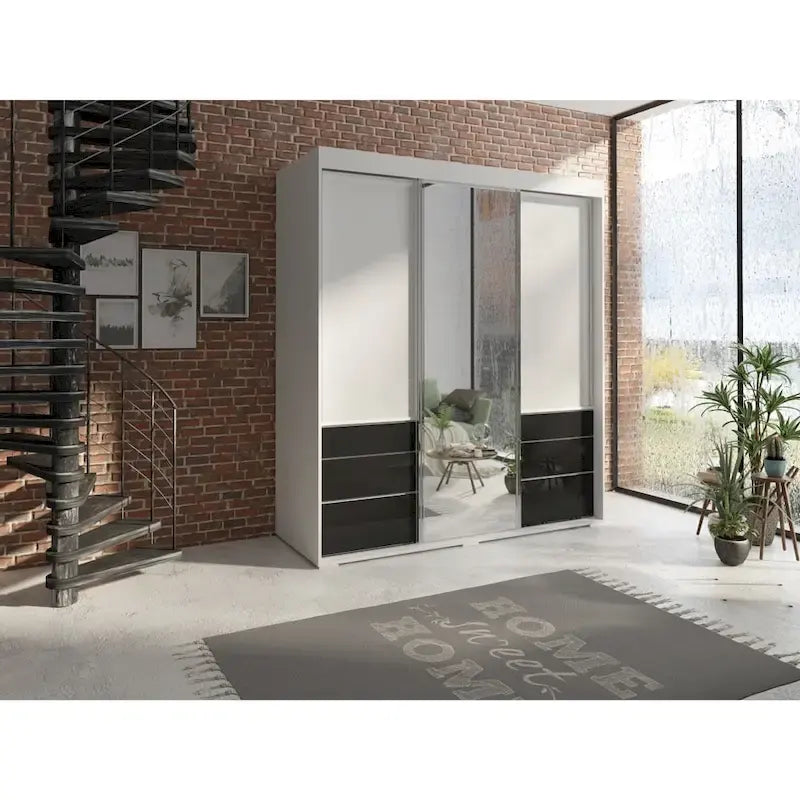 Armoire moderne de 180 cm à 3 portes avec miroir