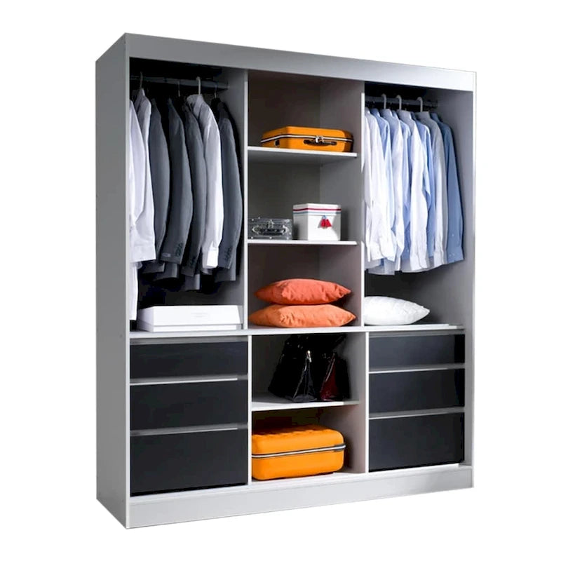 Armoire moderne de 180 cm à 3 portes avec miroir