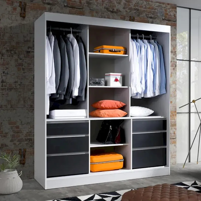 Armoire moderne de 180 cm à 3 portes avec miroir
