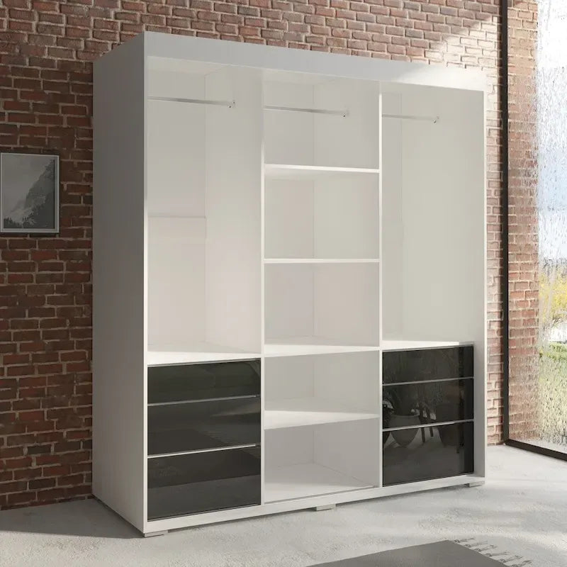Armoire moderne de 180 cm à 3 portes avec miroir