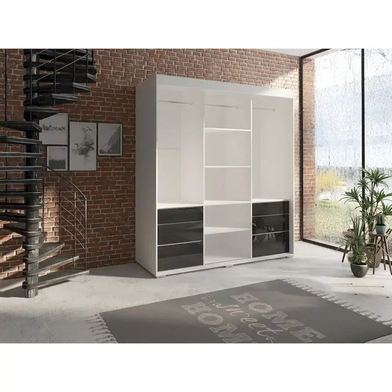 Armoire moderne de 180 cm à 3 portes avec miroir