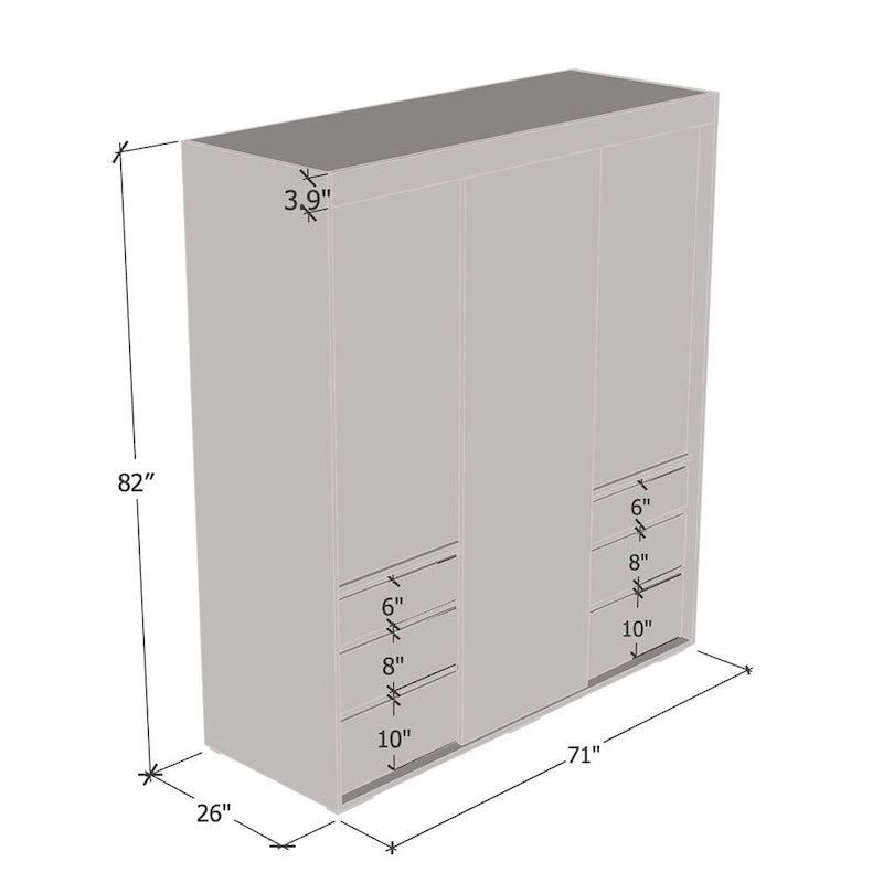 Armoire moderne de 180 cm à 3 portes avec miroir