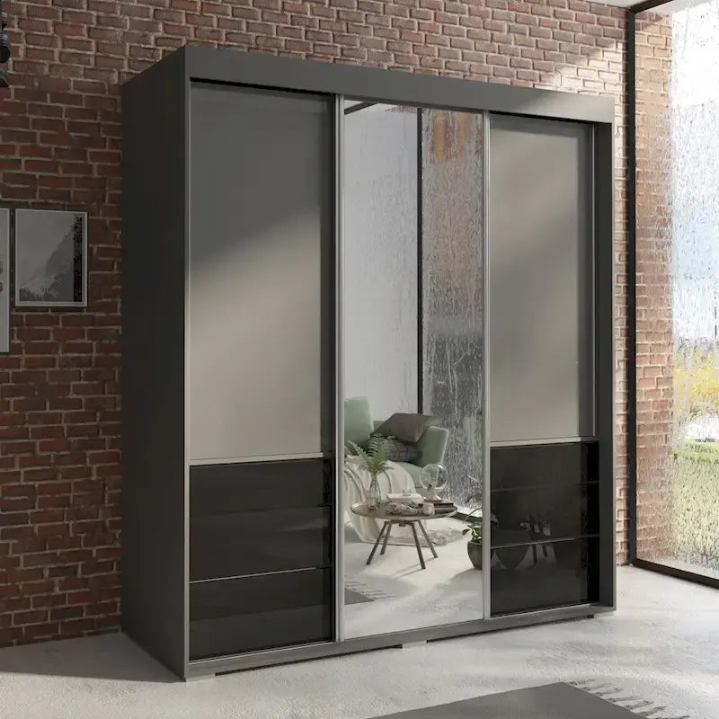 Armoire moderne de 180 cm à 3 portes avec miroir