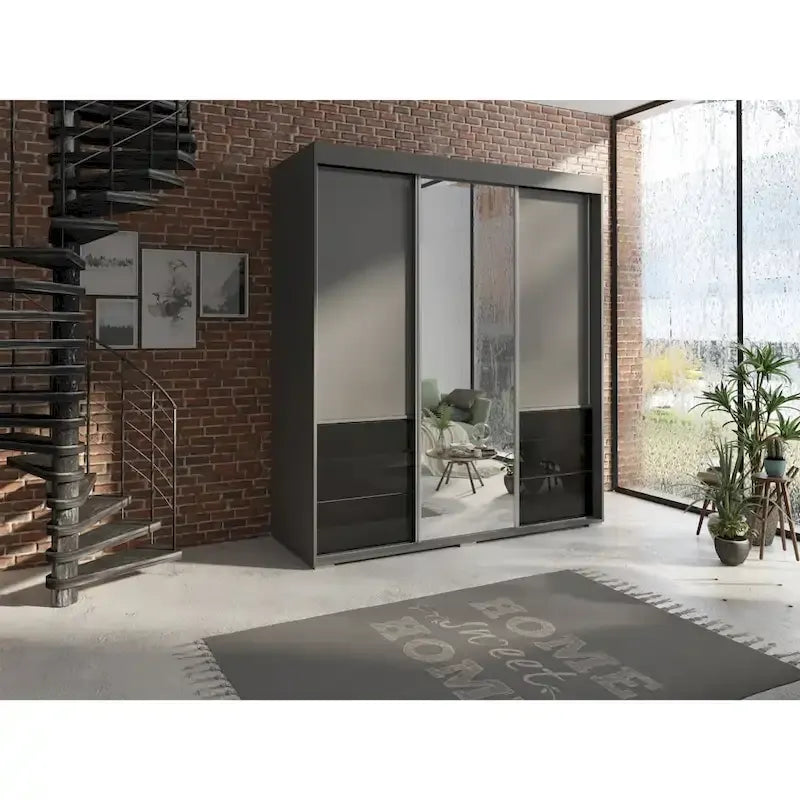 Armoire moderne de 180 cm à 3 portes avec miroir
