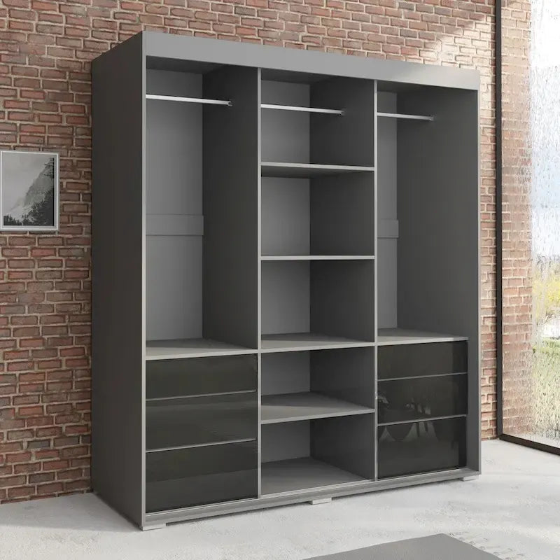 Armoire moderne de 180 cm à 3 portes avec miroir
