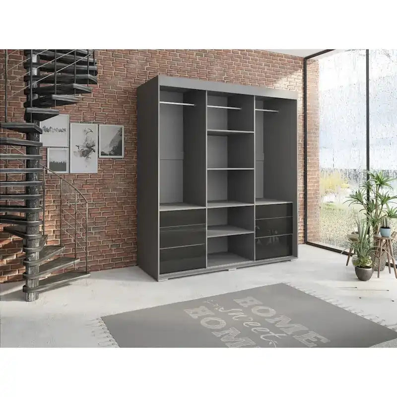 Armoire moderne de 180 cm à 3 portes avec miroir