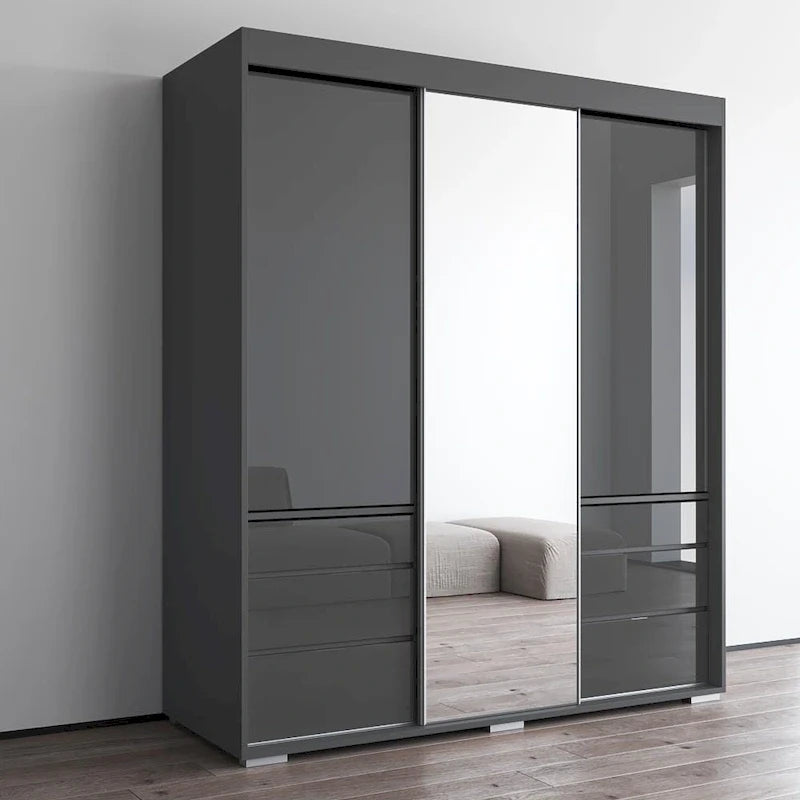 Armoire moderne de 180 cm à 3 portes avec miroir